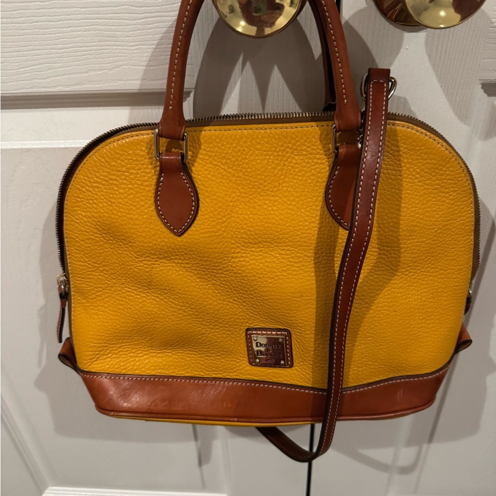 Dooney & Bourke Mustard and Chestnut Satchel